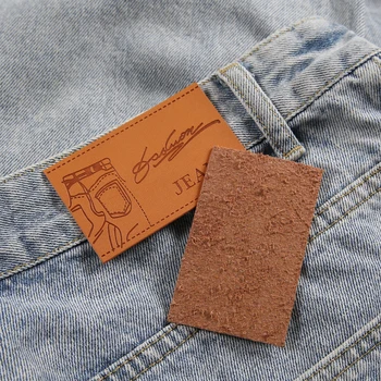 

100pcs PU Leather Embossed Label Synthetic Jeans Fashion Pants Tag Sewing Patchwork Sewing Accessories for Men Women Clothing
