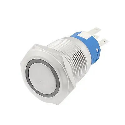 

19mm 24VDC Red Ring LED Light Momentary Push Button Switch 1NO 1NC