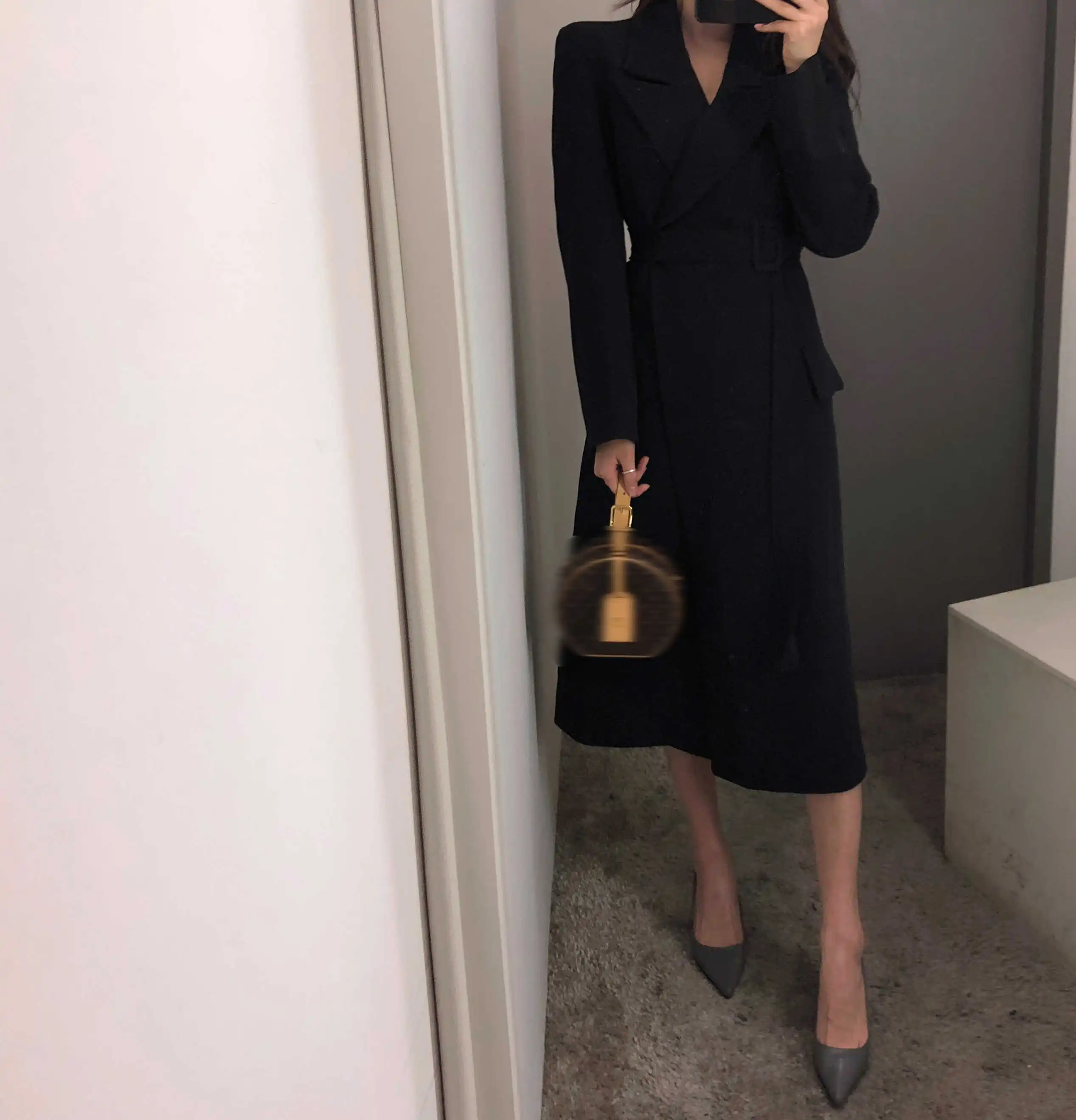 Long Trench Coat Women Korean Winter Classic Chic Bandage Waist Pocket Long Coat Temperament Loose Office Lady Women Coats