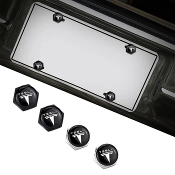 

Car Styling License Plate Frame Security Screw Bolt Caps Covers For Tesla Roadster Cybertuck Model 3 S X Y Decoration Protection