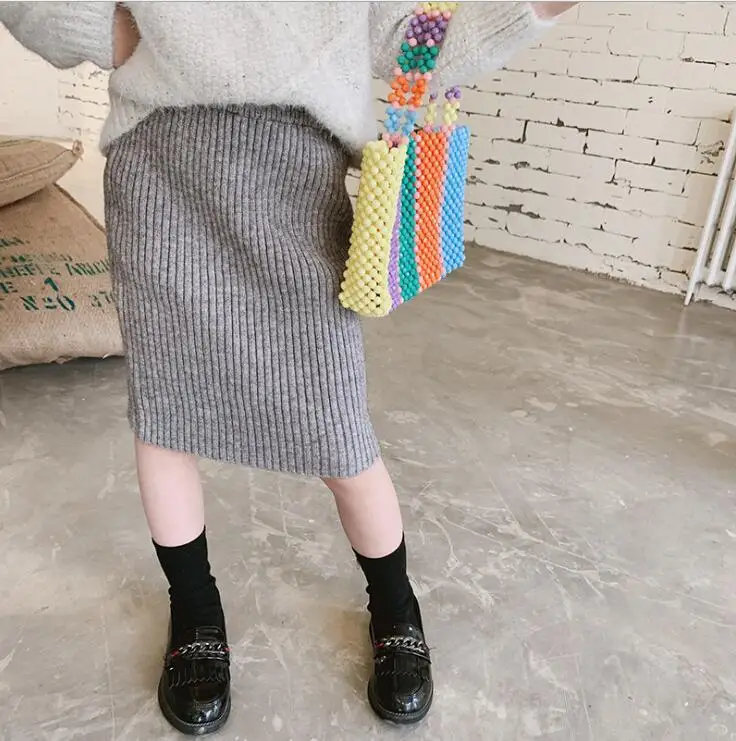 

2019 Wholesale New Girls Knitted Skirt Autumn Winter Fashion Girls Skirts 3-8t