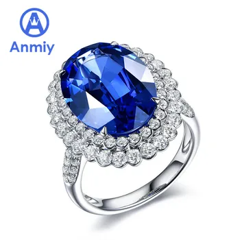 

Anmiy High-end Temperament Dark Blue Stone Color Open Women's Group Zircon Ring
