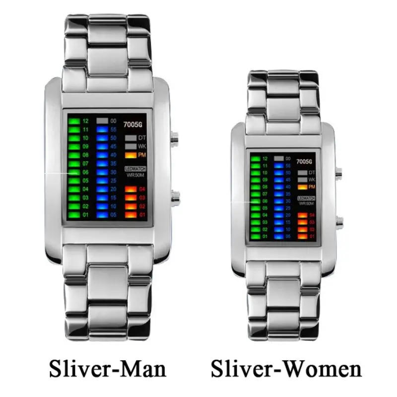Электронные часы для мужчин и женщин модели из высококачественного сплава бинарные часы с светодиодный подсветкой - Цвет: S women