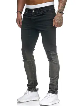 

Mens Stretch Ripped Skinny Jeans Distressed Frayed Slim Fit Biker Pants Trousers Gradient color denim Pants