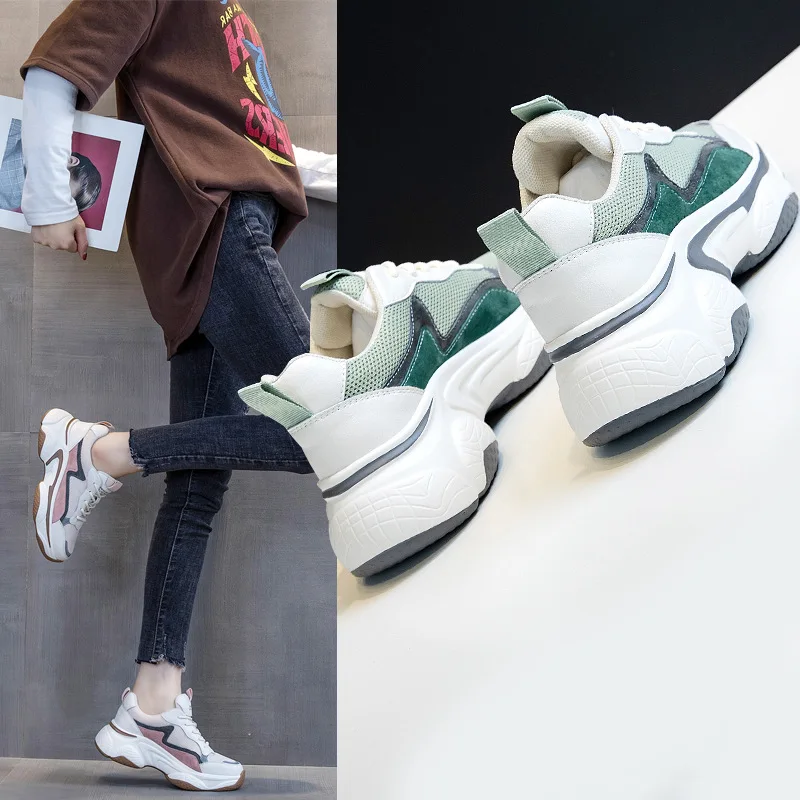 

2020 Spring and Summer New Style Sponge Cake Thick Bottom Sports Style Casual Increase Women's Single Shoes