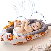 

90*50*15cm Cute Babynest Foldable Portable Crib Newborn Baby Cradle Four Seasons Baby Travel Bed Can Be Washed Waterproof Soft