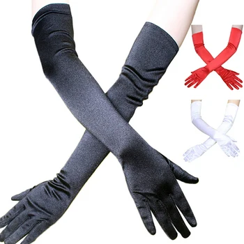 

Opera Carnival Evening Party Dress Prom Satin Gloves 2019 New Fashion Women Lady Arm Finger Long Elbow Gloves