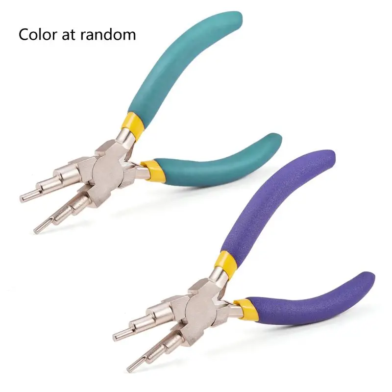 

6 in 1 Wire Wrapper Looping Forming Jewelry Plier 6-Steps Multi Size Barrels Pliers Bail Jewelry Making Colors at Random