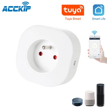 

ACCKIP Smart Plug WiFi Socket FR 10A Power Monitor Timing Function Tuya SmartLife APP Control Works With Alexa Google Assistant