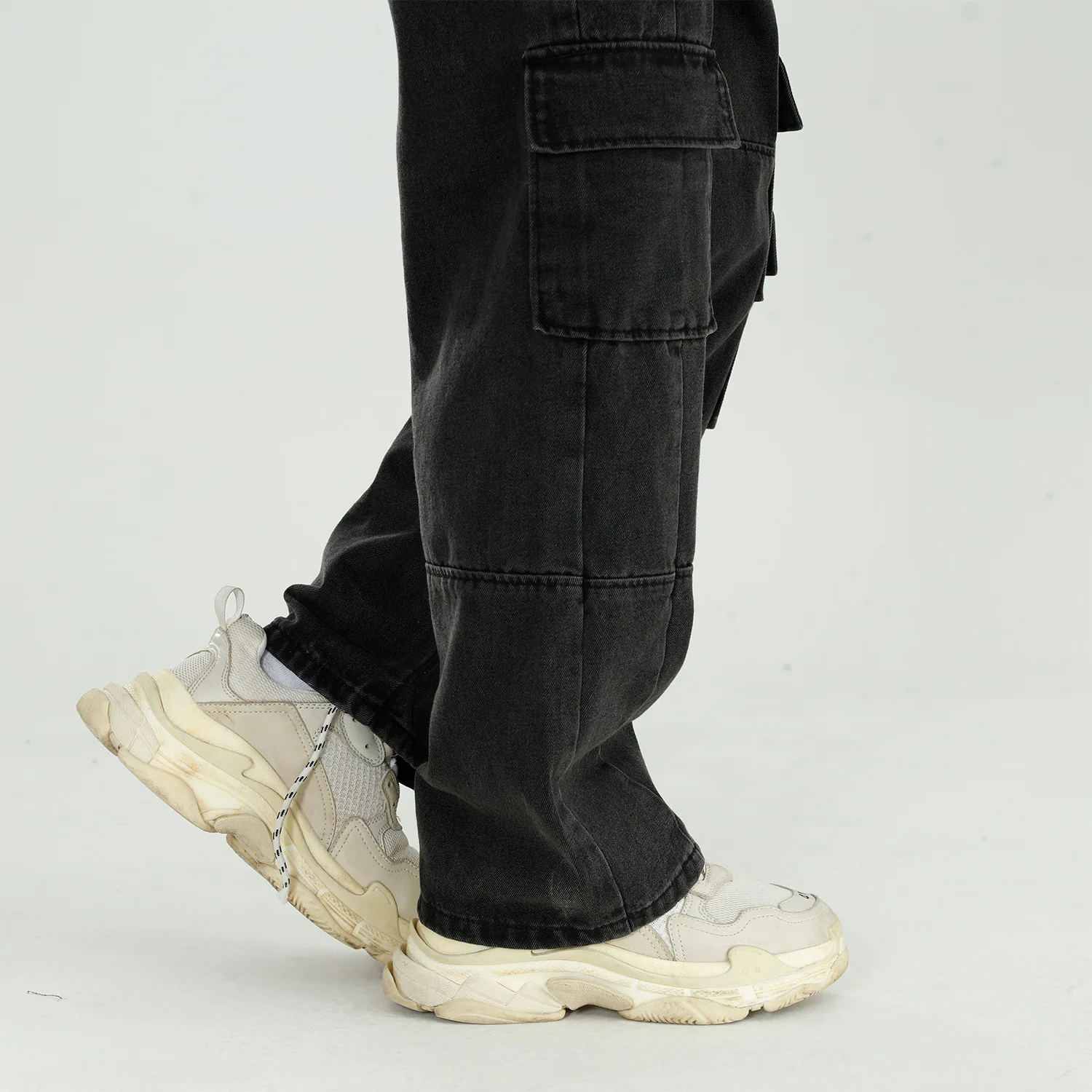 Black Clothing Men 2022 Autumn Vintage Jeans Washed Loose Wide Leg Pants Straight Cargo Pants Baggy Jeans Denim Jeans Streetwear