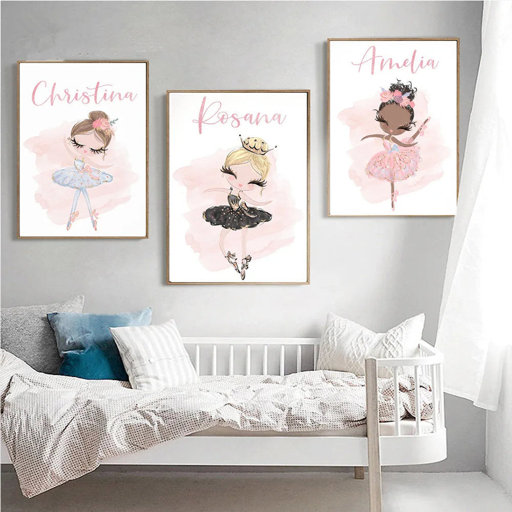Плакат балетные рисунки с танцором домашний декор настенные художественные модульные картины Детские украшения для комнаты девочки Мультяшные постеры и принты