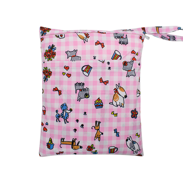 Baby Nappies Bag Printed Wet Dry Nappy Zipper Handbag Stroller Accessories For Baby Diapers Nappies Bag Reusable