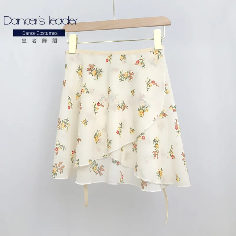 

Женская воздушная газовая юбка, Слитная короткая юбка, темпераментная большая кружевная юбка для взрослых, длинная юбка с цветочным принтом для танцев