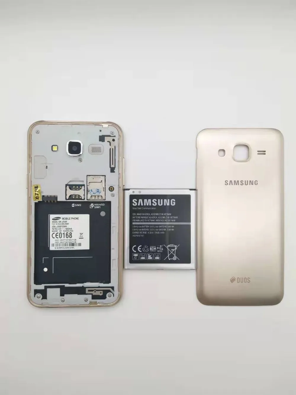 samsung Galaxy J5 J500F, две sim-карты, разблокированный мобильный телефон, 5,0 дюймов, ЖК-экран, четыре ядра, 1,5 ГБ ram, 16 ГБ rom, отремонтированный
