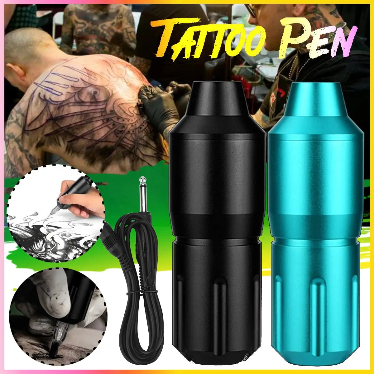 Ротационная машинка для татуировки в виде ручки, комплект для татуировки с ЖК-дисплеем и педалью питания, поставка татуировки,, Перманентная машина для макияжа, ассортимент