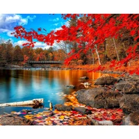 Red Leaves Scenery DIY Digital Painting 1