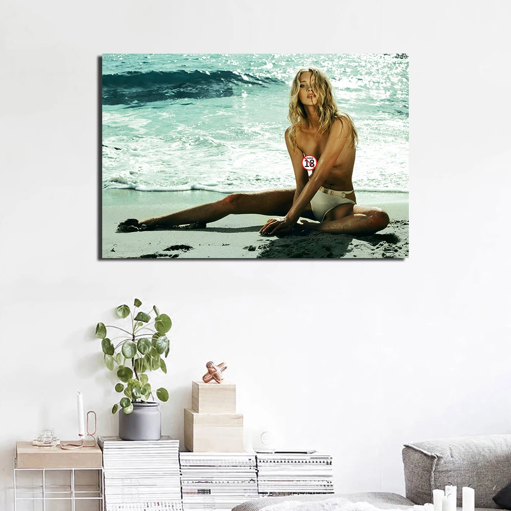 Сексуальная женщина море пляж Горячая тело стены художественные плакаты и принты холст живопись для декора гостиной