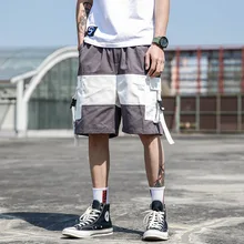 

Casual Shorts for Male Hot Mix 3 Color Men Clothing Black White Joggers Korean Fashion Ribbons Streetwear HipHop Punk Men Shorts
