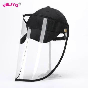 

Anti Droplets Baseball Hats Sport Caps with Protective Anti Dust Fog Windproof Transparent TPU Full Mask Removable