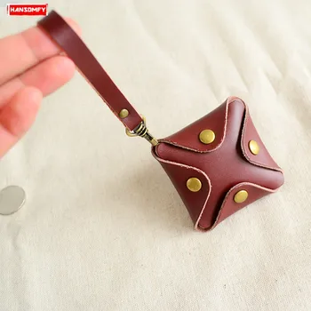 

New Creative Women and Men Cute Small Coin Purse Leather Small Wallets Buckle Personality Retro Mini Leather Male Coin Pack
