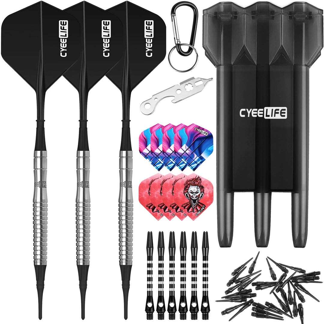 CyeeLife 18g soft darts Aluminium shafts with Rubber Rings Dart holder  carrying case family bar Entertainment Games 3 Colors