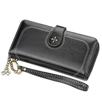 

New Multifunctional Lady Purse Top Quality Oil Wax Leather Women Wallet Large Capacity Clutch Bag With Phone Pocket.