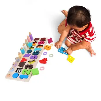 

3-in-1 Geometric Shape Matching Game Wood Board Geometry Arithmetic Baby Kids Children Education Intellectual Enlightenment Toy