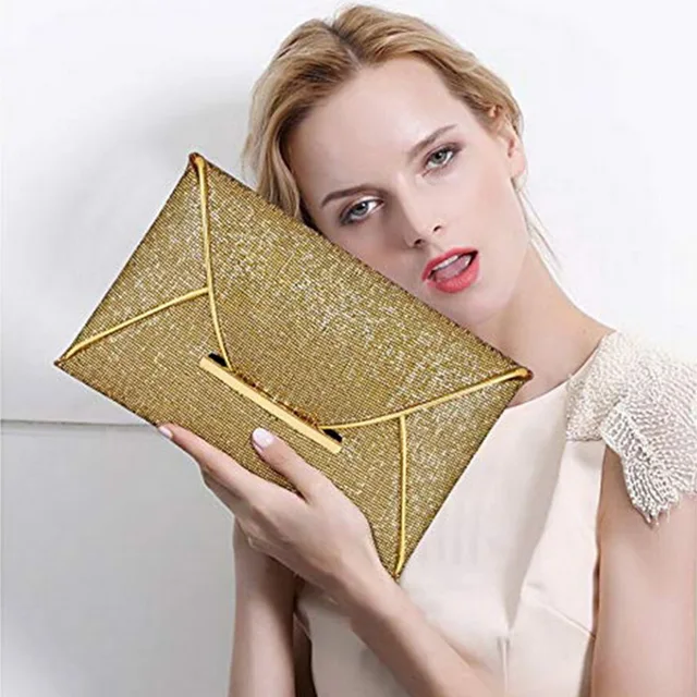 Women Evening Bag Pouch Sequins Envelope Black Handbag Sparkling Party Bag Solid Wedding Day Clutches Gold Purses New 3