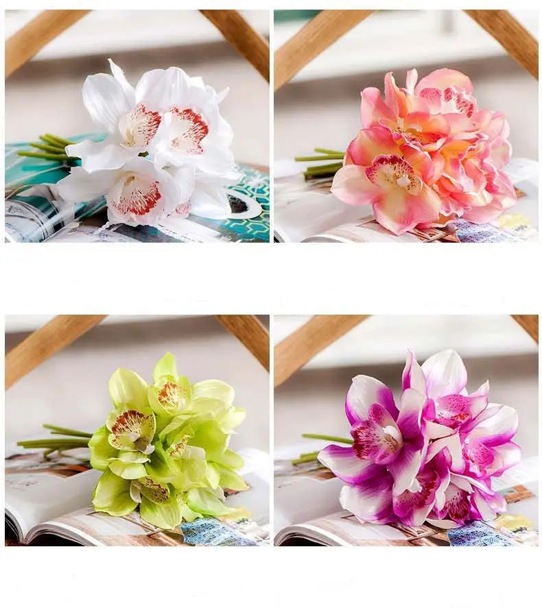 High Quality DIY Imitation Flower Silk Orchid Artificial Flower For Home Wedding Decoration Multicolor Optional JH181 (7)