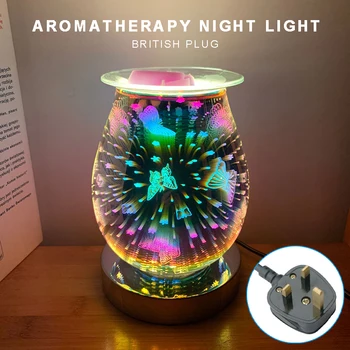 

Mayitr 1pc High Quality 3D Glass Aromatherapy Lamp Wax Burner Candle Melter Night Light For Home Office Bedroom Decor