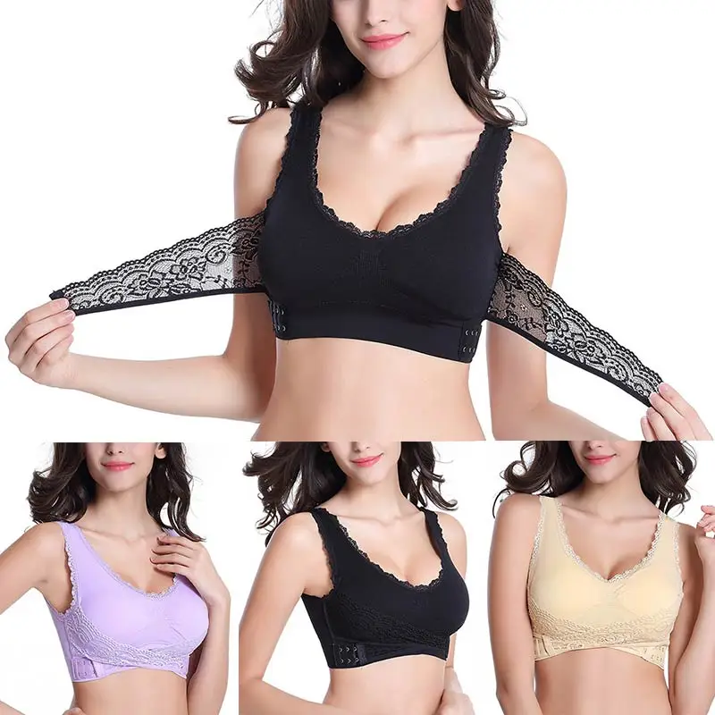 

2019 New Arrival Cross Sports Comfortable Bras Elastic Lace M/L/XL 1PC Soft Seaside Purple Skin Color Wedding Underwear