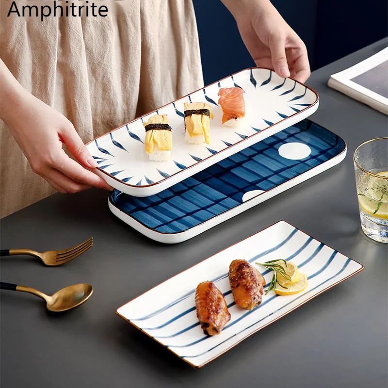 

Ceramic Plate Of The Household Sushi Rectangular Japanese Dining Plate Cookie Plate Creative Plate Fish Plate Utensils Salver