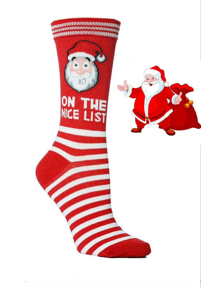 Осень-зима, модные рождественские носки, забавные носки с изображением оленя, Санты, снежинок, колокольчиков, рождественской елки, счастливые теплые носки - Цвет: 1