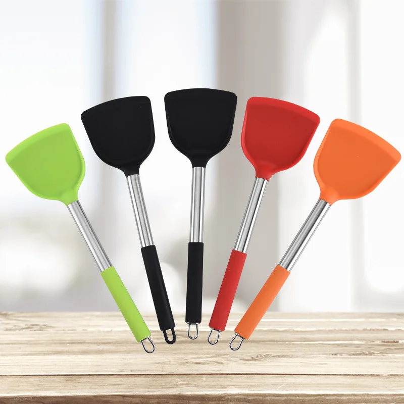Stainless Steel+Silicone Cooking Utensil Kitchen Tools Turner Soup Spoon Strainer Pasta Server Egg Beater Spatula Food Tongs Red