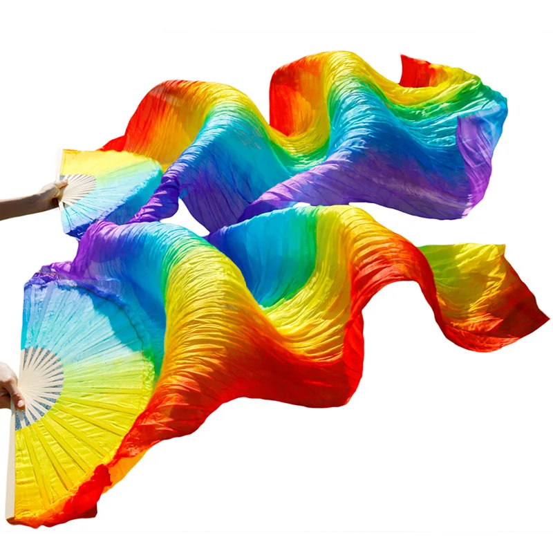 Танцевальный веер для живота ручной работы окрашенный Шелковый веер для танца настоящий шелк/имитация шелка танец живота вуаль высокого качества китайский Шелковый веер вуаль - Цвет: Color20-tw
