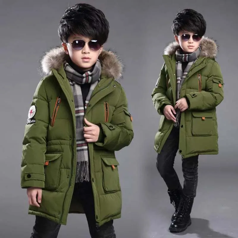 

New Baby Boys Winter Coat 6 To 14 Years Hooded Children Patchwork Down Baby Boy Winter Jacket Boys Kids Warm Outerwear Parks