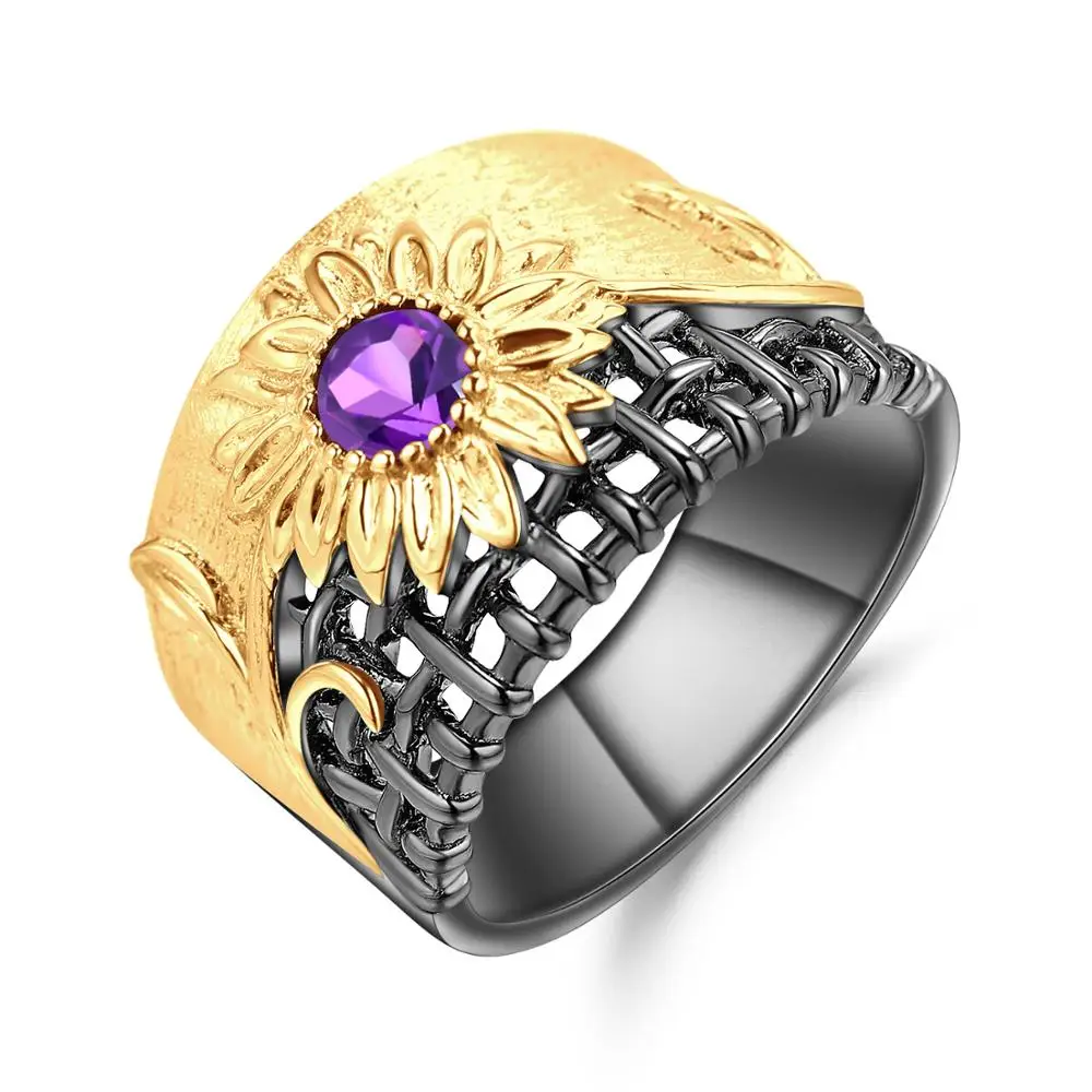 Женские кольца из серебра 925 пробы с натуральным аметистом 0.28Ct | Украшения и