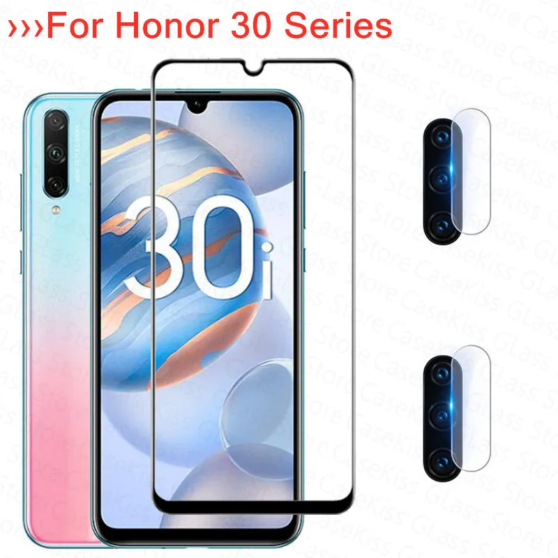3 в 1 протектор экрана из закаленного стекла для Huawei Honor 30i 30 30s Защитная пленка на