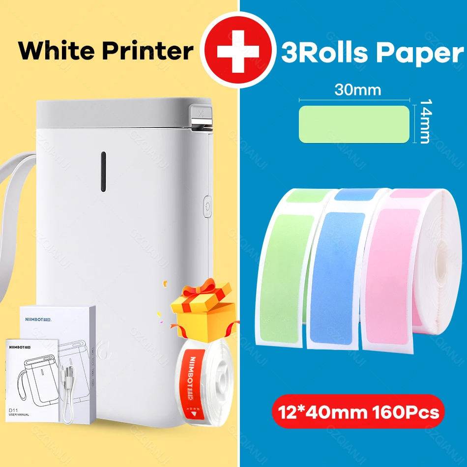 pocket printers Niimbot D11 Label Sticker Printer Mini Wireless Machine with Transpatent Label Sticker Paper Replacement Paper roll Color White mini printer cheap Printers