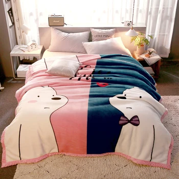 

Cute bear cartoon Style Fleece fabric Bedspread Pillowcases Bed Sheet Bed Cover blanket 150X200cm/180x220cm/200x230cm