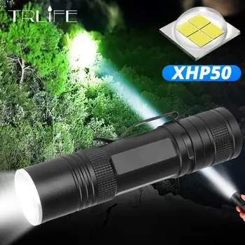 

Super Powerful LED Flashlight XHP50 Zoomable Tactical Torch Rechargeable Waterproof Lamp Ultra Bright Lantern by 26650 battery