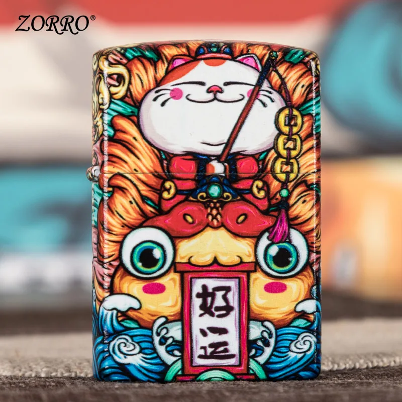 Zorro kerosene lighter, national tide goldfish, personal creativity, boyfriend, pure copper, wind proof,
