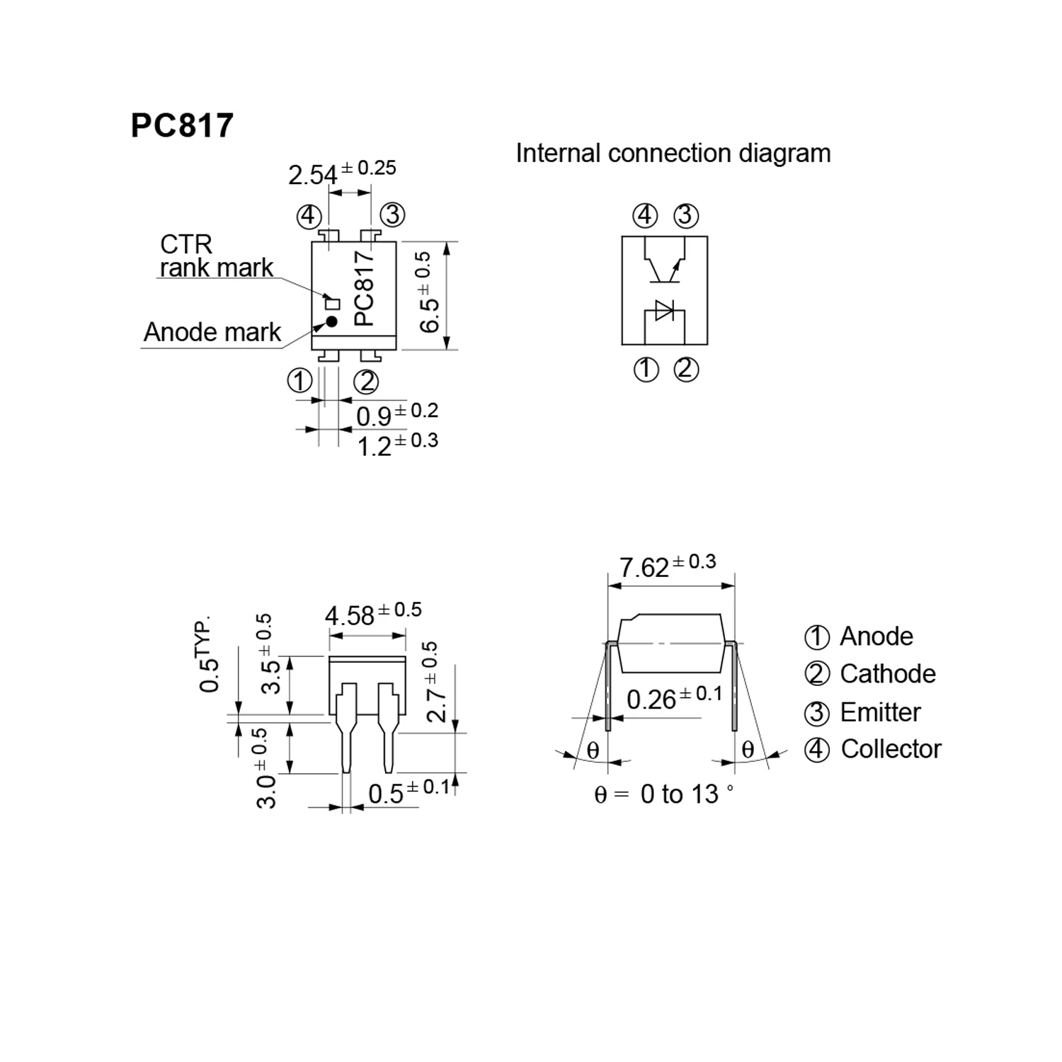 50 stücke PC817C PC817B PC814A DIP4 SOP4 Optokoppler EL817 817C FL817C PS817C LTV817C DIP SMD PC814 EL814A EL814 Neue Original Opto – Detail 1