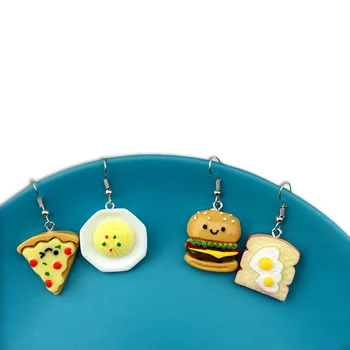 

New Funny Fast Food Hamburger Sandwich Pizza Shape Drop Earrings for Women Girls Fashion Creative Female Trendy Dangle Earrrings