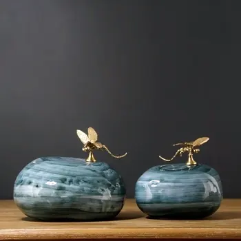 

NORDIC CERAMIC LUXURY DRAGONFLY DECORATION MODEL ROOM LIVING ROOM BOOKCASE WINE CABINET FURNISHING HOME DECORATION ACCESSORIES