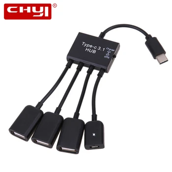 

4 in 1 Type-C to 3 Ports USB Hub Adapter With Micro OTG Charging Port Type C USB Splitter Accessories For Computer Phone Tablet