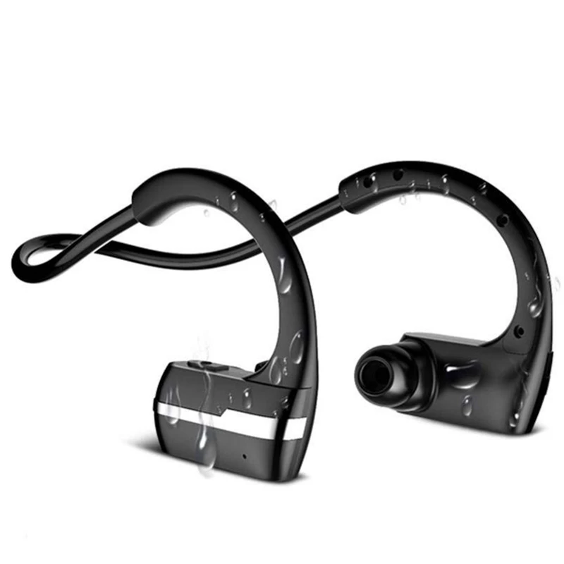 Wireless Bluetooth Headphones Sports Earphone Headset Automatically Collapsible Memory Coil Retractable Waterproof Earbuds?Black