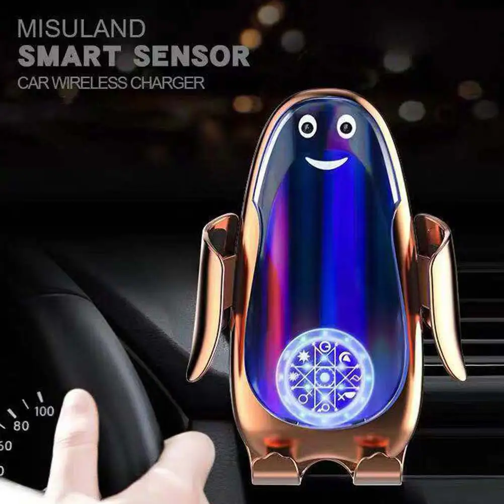 

Q6 Car Wireless Phone Charger Intelligent Induction Mobile Phone Penguin Holder Fast Charging for Iphone Samsung Huawei Xiaomi