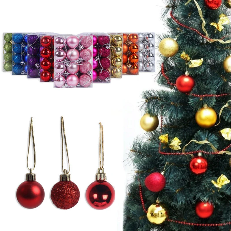 

24pcs Christmas Tree ball-shape ornaments Christmas facade DIY party ball baubles Window Tree Hanging Xmas decoration Natal home