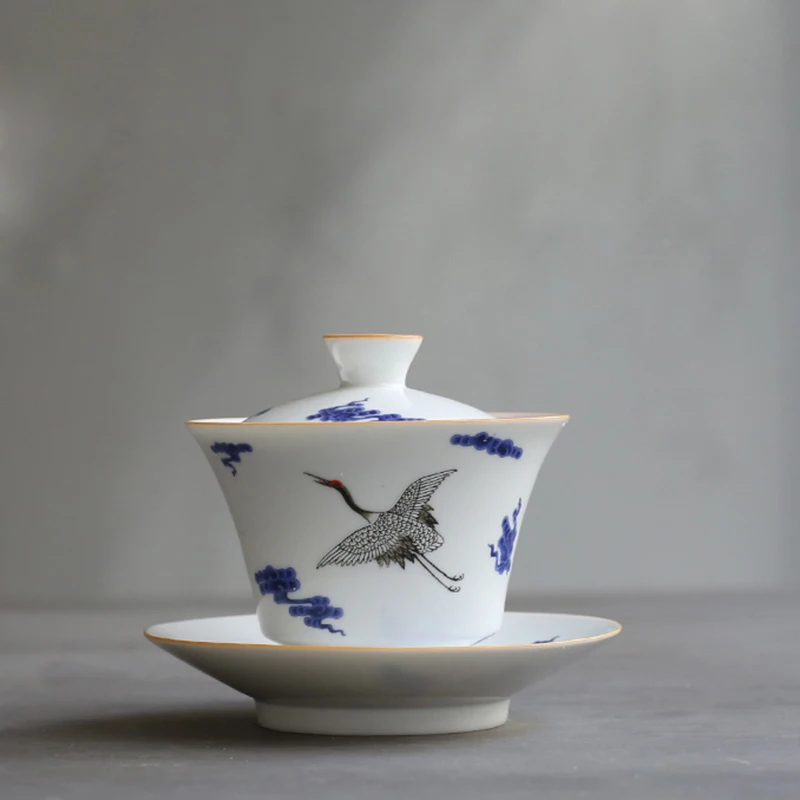 110 мл синий и белый фарфор Gaiwan китайская керамическая чашка для чая чайный набор
